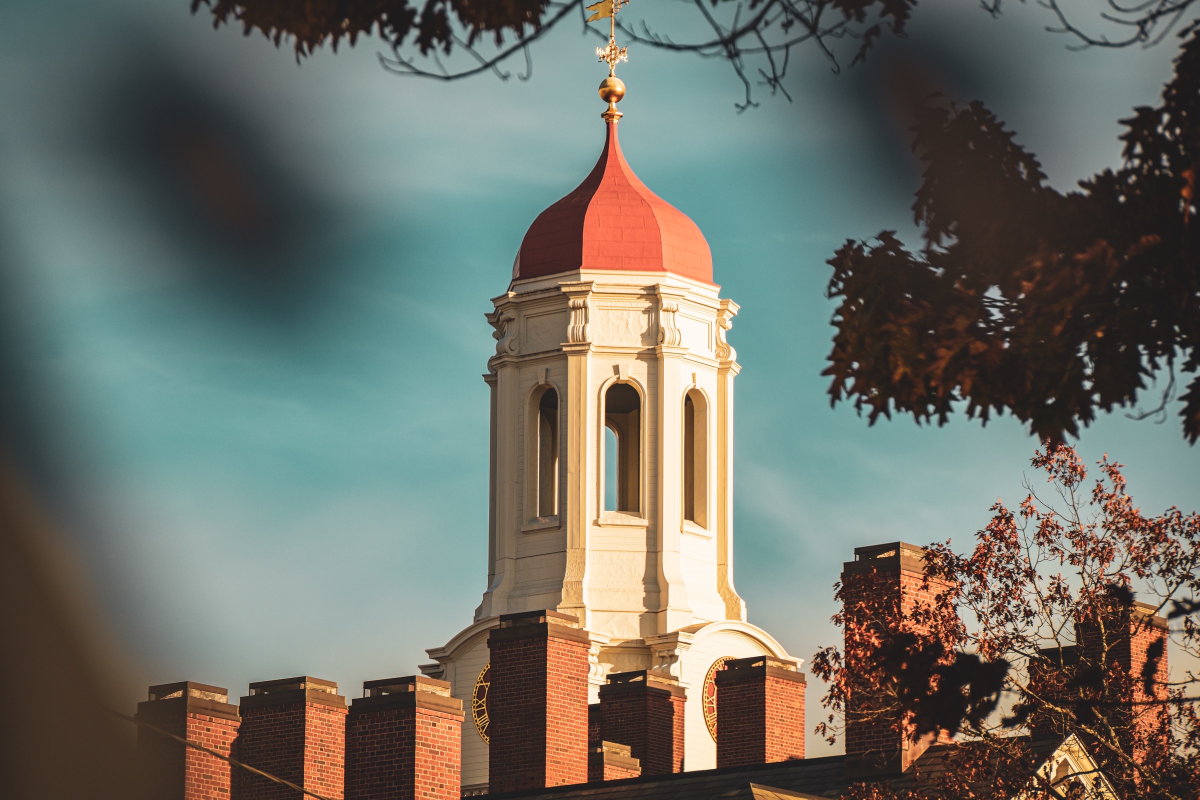 Architecture - Harvard Dunster House clock tower with copper dome